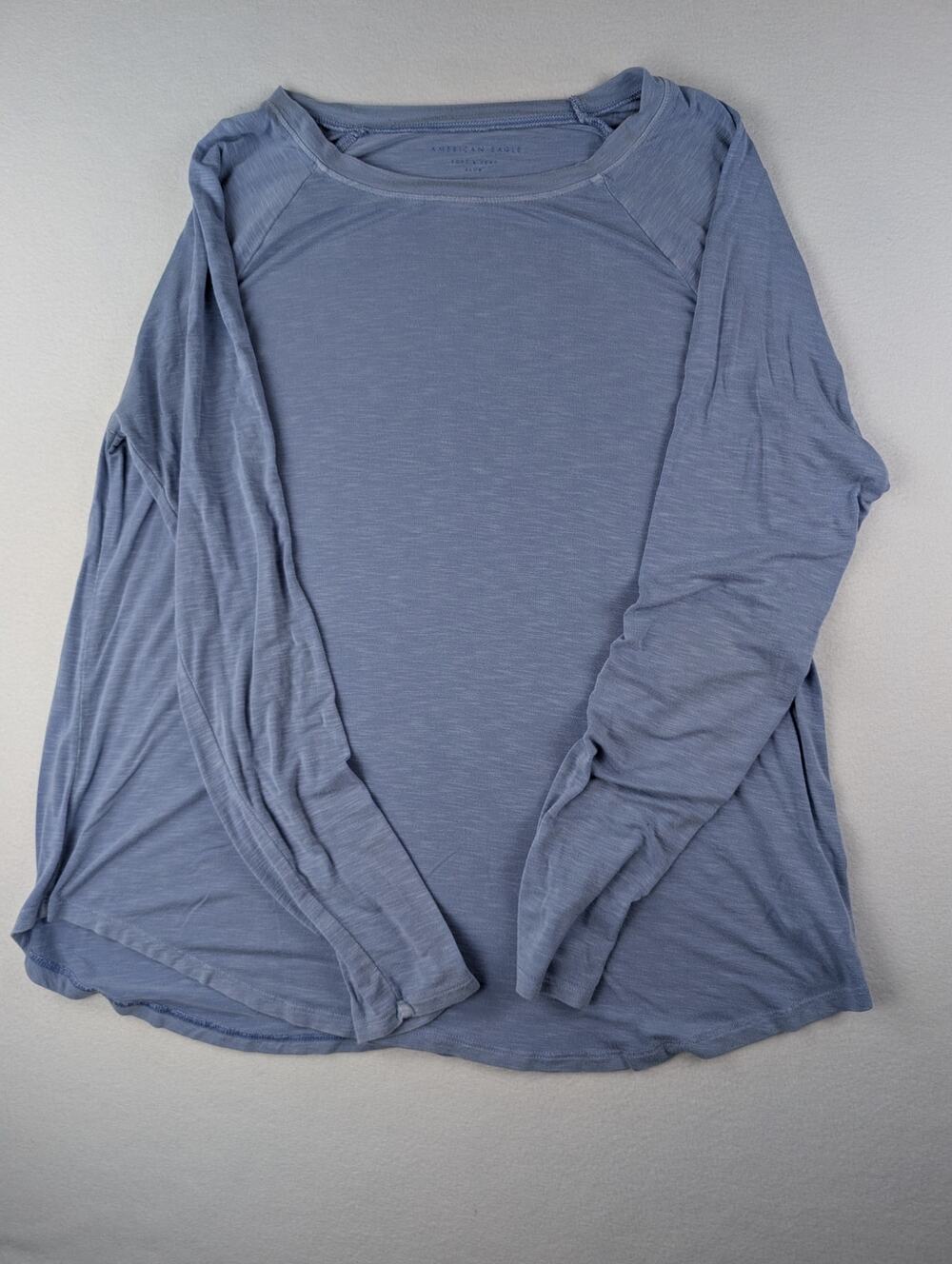 American Eagle Soft & Sexy Blue Long Sleeve Top Medium Lightweight Y2K